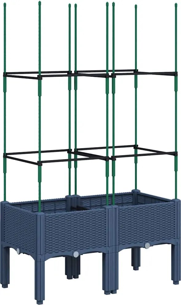 vidaXL kékszürke polipropilén rácsos kerti ültetőláda 80 x 40 x 142,5 cm