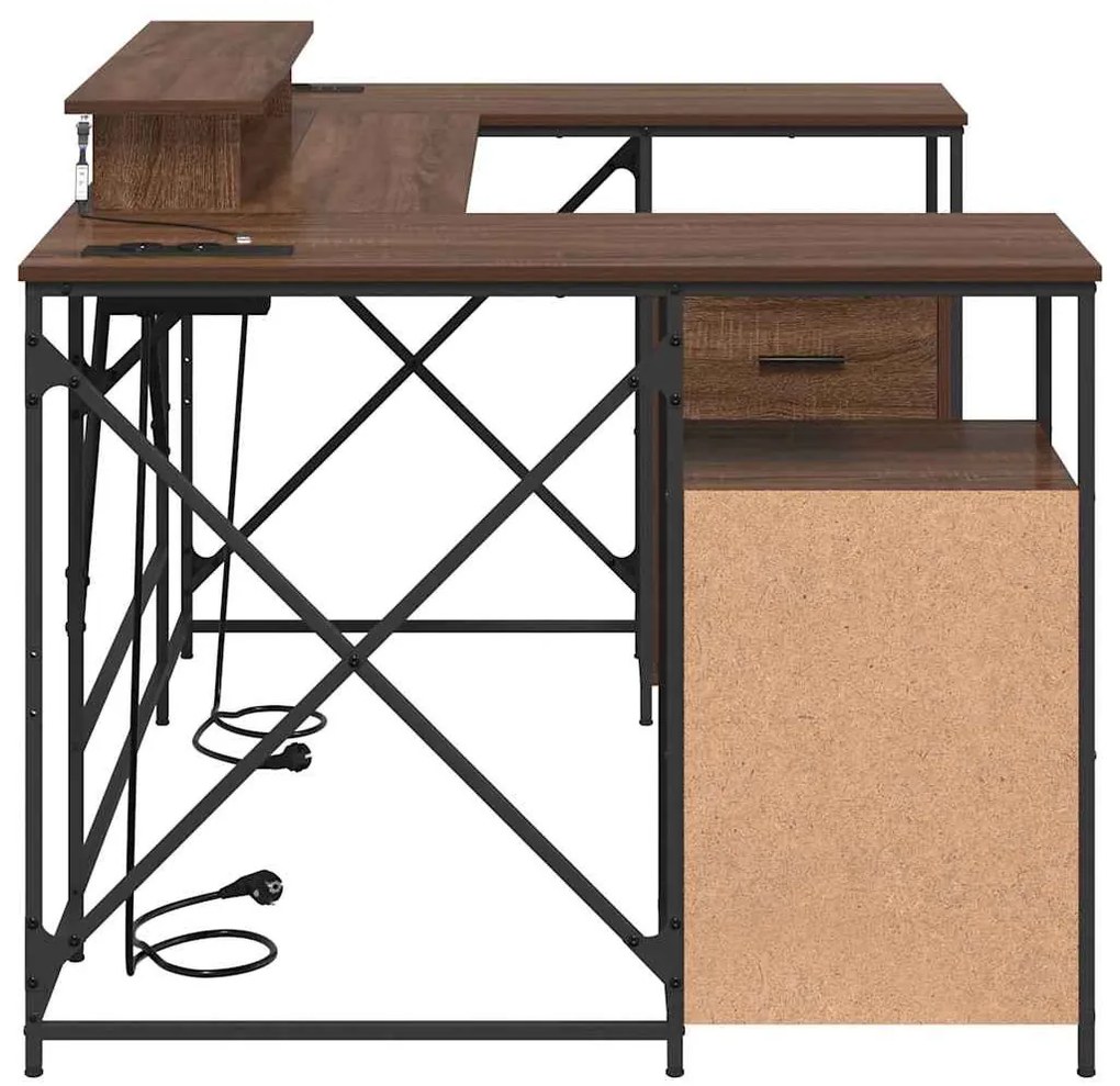 Asztal fiókkal barna tölgy 182 x 101 x 87.5 cm Faanyag