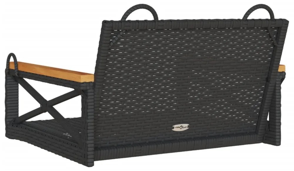 fekete polyrattan hintapad 63 x 62 x 40 cm