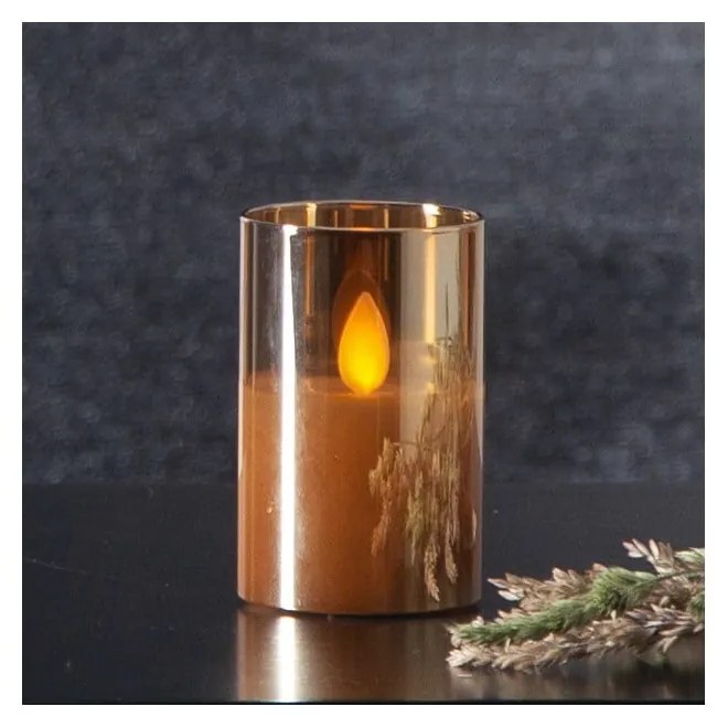 M-Twinkle narancssárga LED viaszgyertya üvegben, magasság 7,5 cm - Star Trading