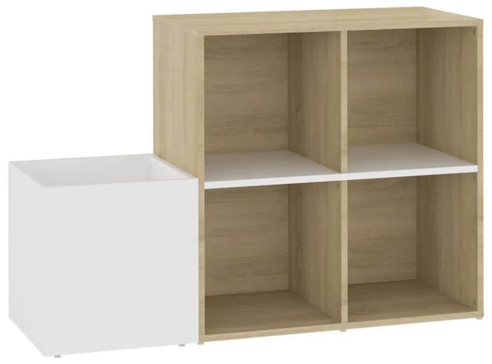 fehér-sonoma szerelt fa előszobai cipősszekrény 105x35,5x70 cm