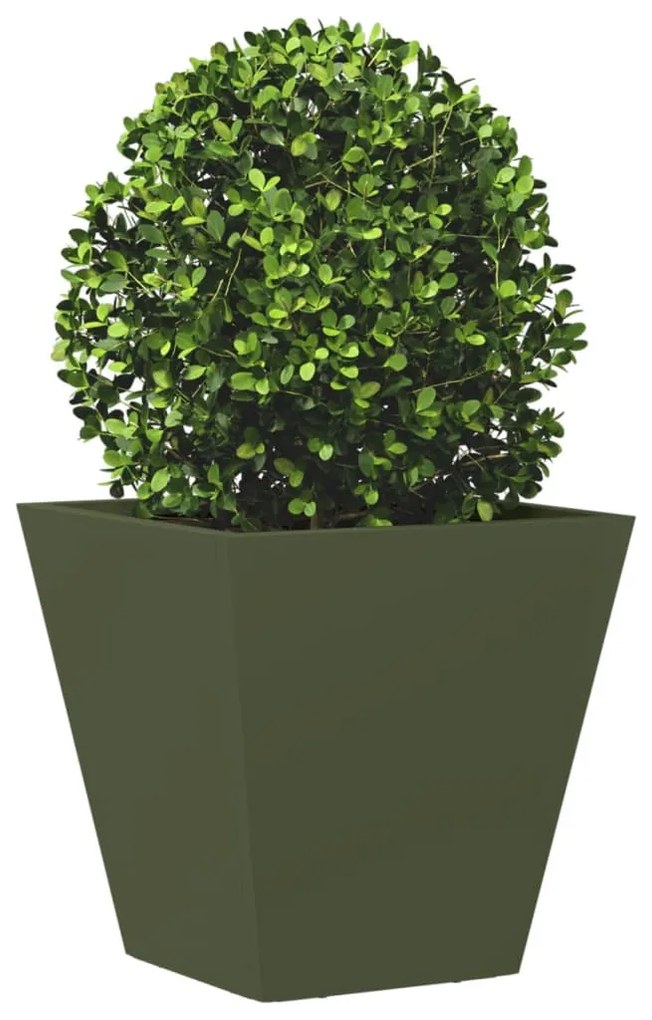 2 db olívazöld acél kerti növénytartó 30 x 30 x 30 cm