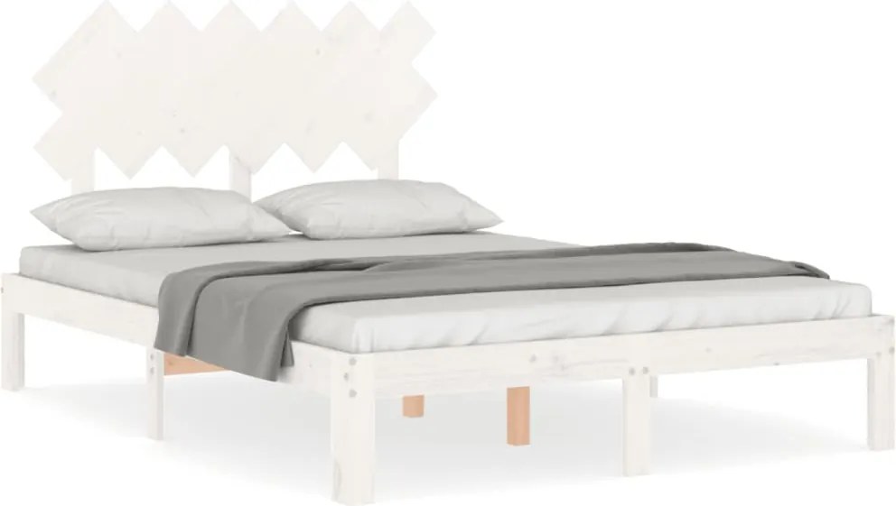 vidaXL fehér tömör fa ágykeret fejtámlával Double