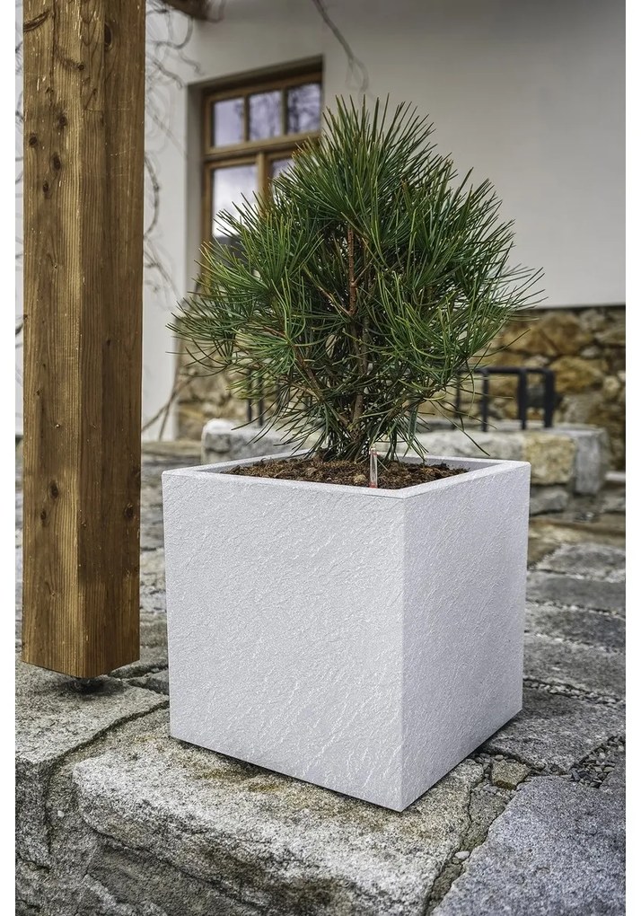 Flower Lover Cubico Stone önöntöző virágtartó fehér, 27 cm, 27 cm