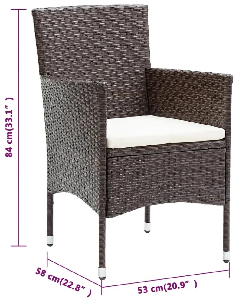 4 db barna polyrattan kerti étkezőszék