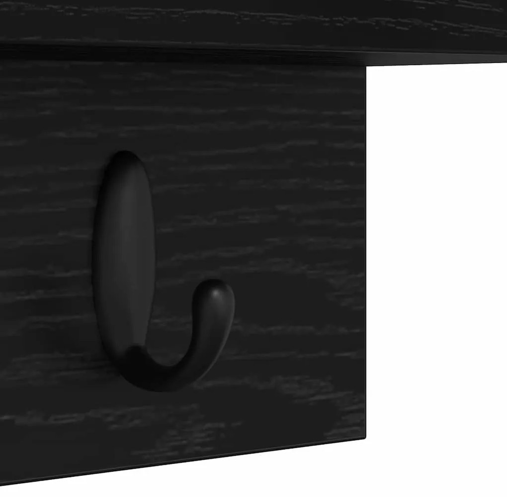 Fali Kabáthorog polcokkal Musta tammi 40 x 10.5 x 18 cm Faanyag