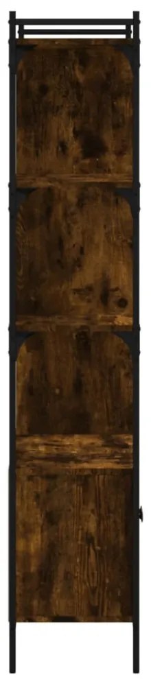 füstös tölgy szerelt fa könyvespolc ajtókkal 76,5x30x154,5 cm