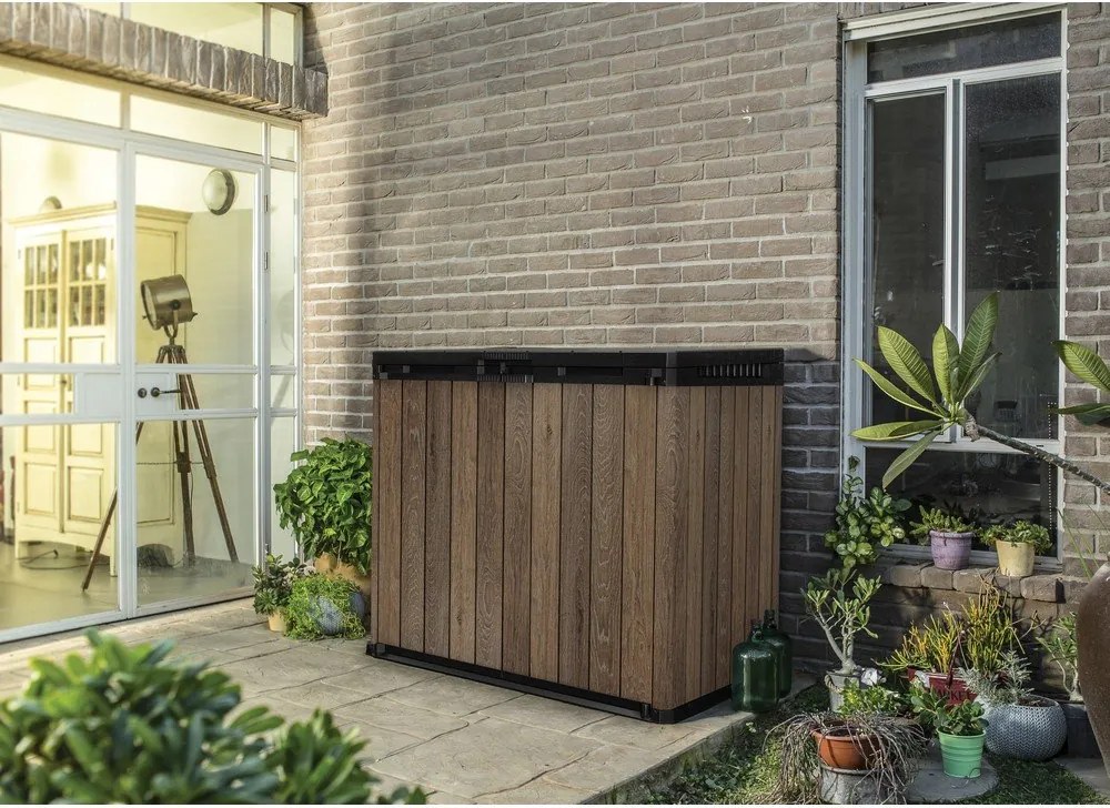 Sötétbarna műanyag kerti tárolódoboz Deco – Keter