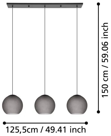 Eglo 390214 - Csillár zsinóron ARANGONA 3xE27/40W/230V füstös