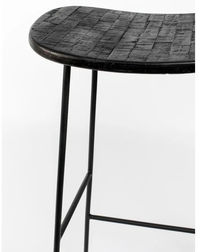 Fekete teakfa bárszék (ülésmagasság 76 cm) Tangle – White Label