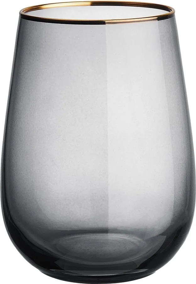 TOUCH OF GOLD vizespohár aranyszegéllyel, szürke 590 ml
