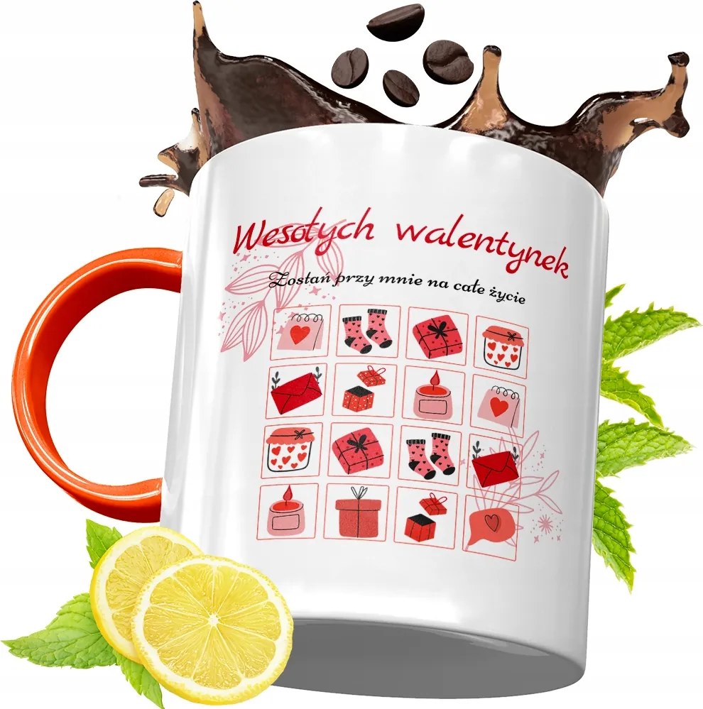 Narancssárga Bögre Valentin Napra Lányoknak, fényképes nyomattal