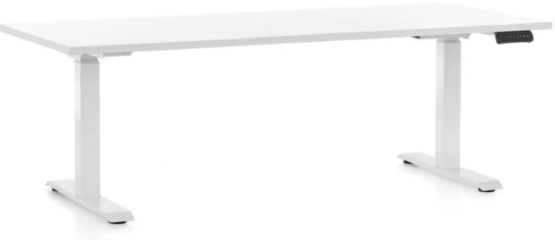Állítható magasságú asztal OfficeTech C, 180 x 80 cm, fehér alap, fehér