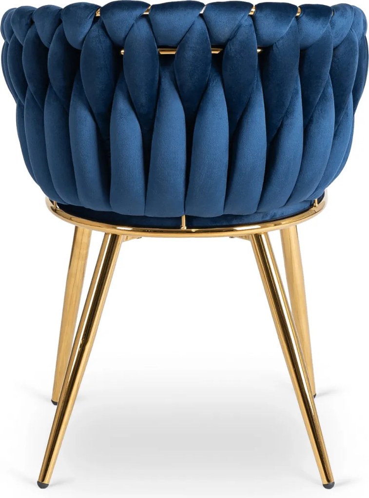 Fonott bársony szék sötétkék színben, CAPI