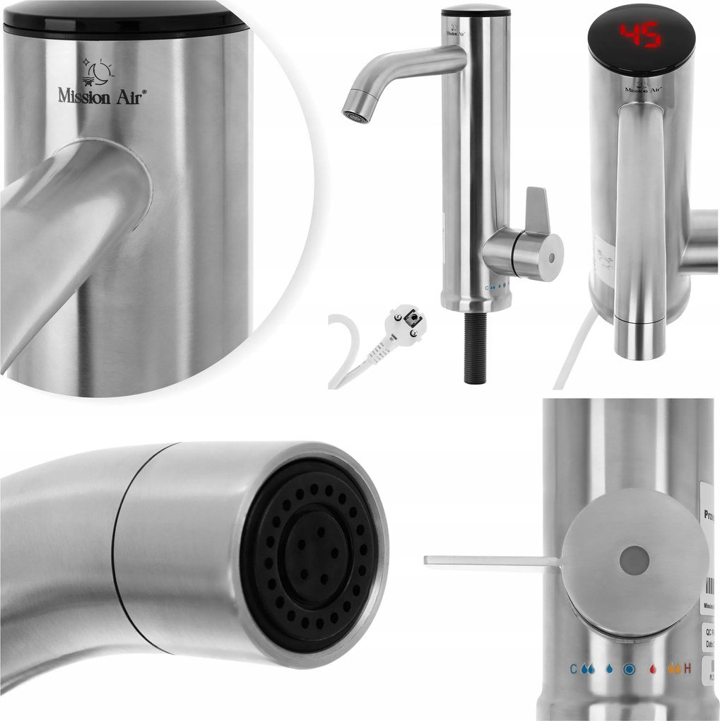 Átfolyós elektromos vízmelegítő csaptelep Mission Air Flux 3,3kW LCD