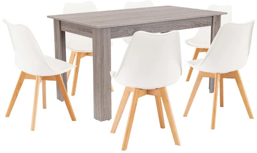 Zara 6+1 étkező garnitúra fehér-yorki tölgy
