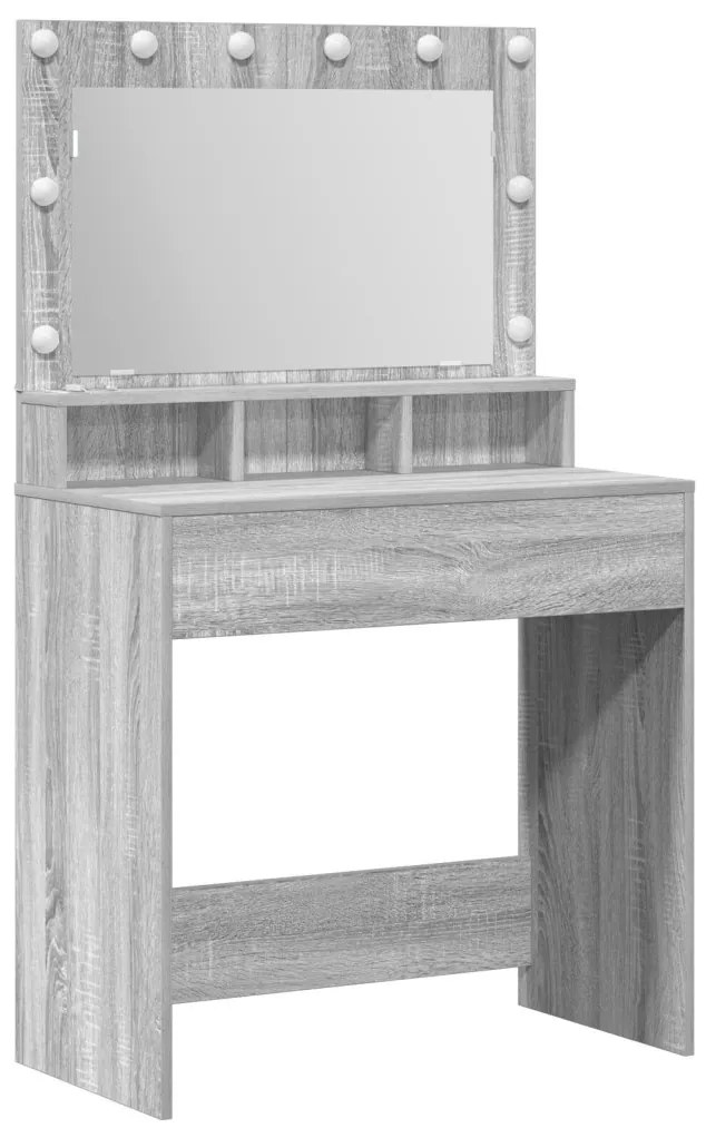 LED-es Sminktükör Szürke Sonoma 79x41x135 cm