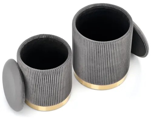 KÉSZLET 2x Taburet MONTY átm. 36/66 cm szürke/arany