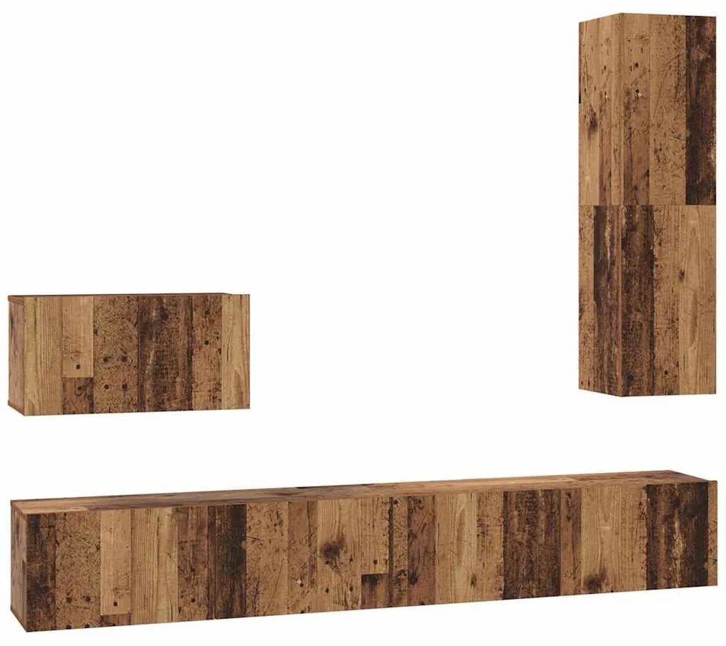 TV Szekrény Szett 4 pcs Régi fa 200 x 30 x 30 cm Faanyag
