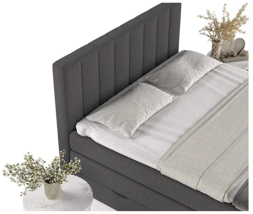 Szürke ágyneműtartós boxspring ágy 200x200 cm Ruby – Maison de Rêve