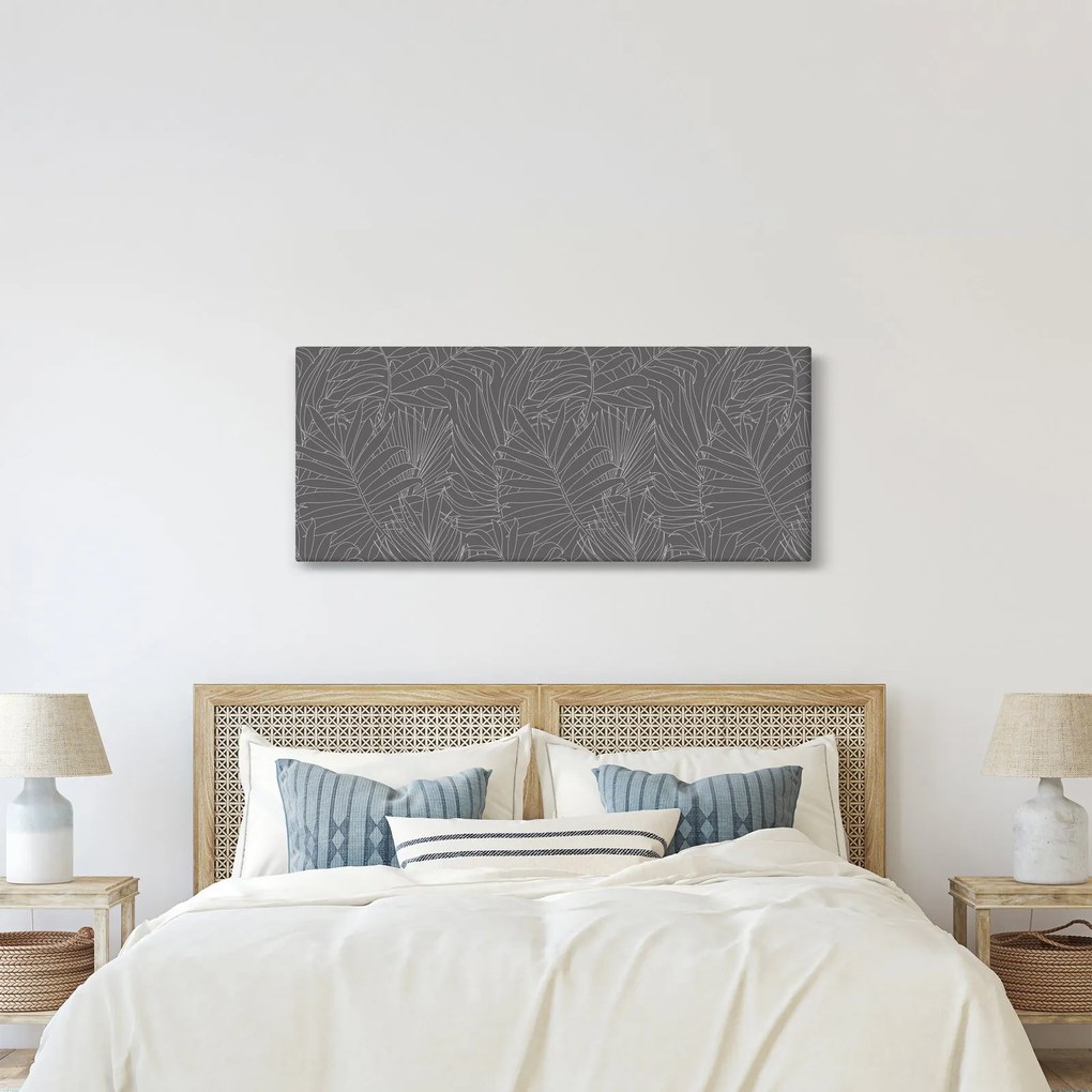Kép - Szürke pálmalevelek (120x50 cm)