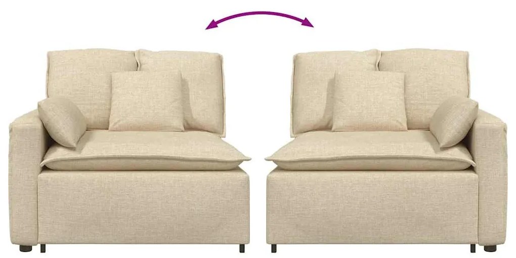 krém moduláris kanapé karfás végmodul párnákkal 100 cm