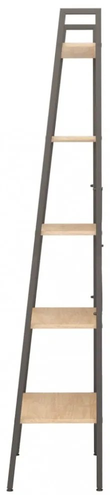 5-szintes világosbarna-fekete állópolc 56x35x174 cm