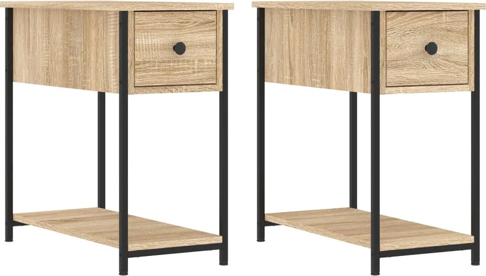 vidaXL 2 db sonoma tölgy színű szerelt fa éjjeliszekrény 30x60x60 cm