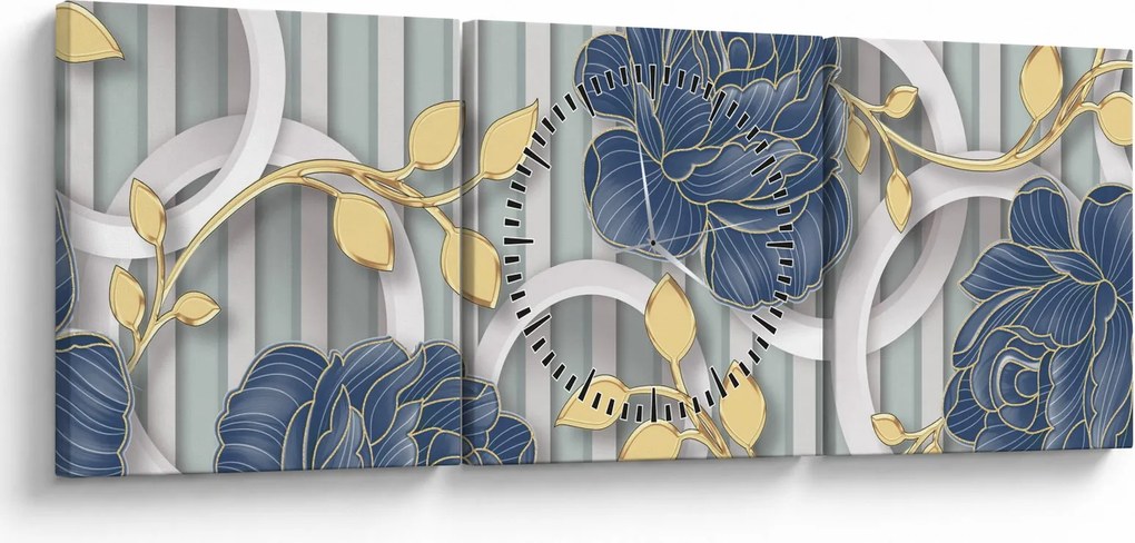 Kép - Rózsák és körök (órával) (90x30 cm)