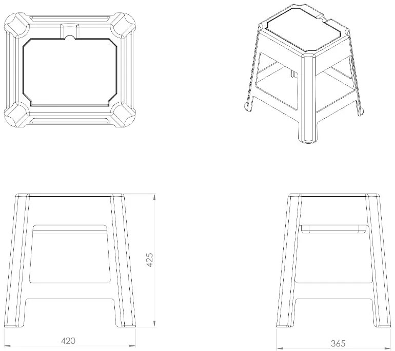 BISK Erga kiegészítők, fürdőszoba szék tárolóhellyel 420x365x425 mm, szürke, ERG-08045