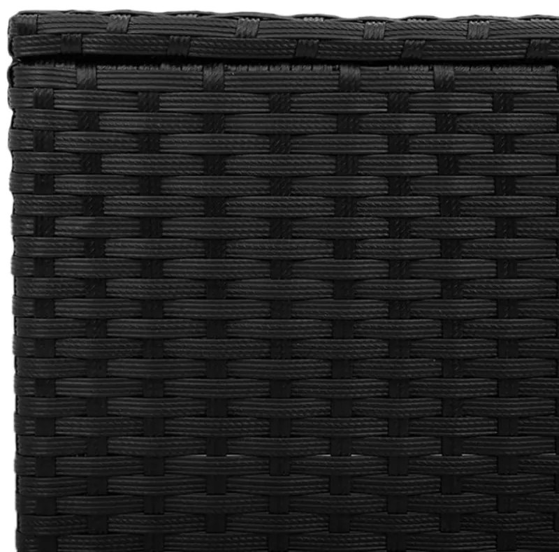 fekete polyrattan üveglapos kerti asztal 55 x 55 x 37 cm