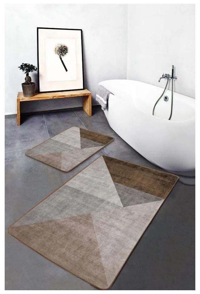 Szürke-barna bársony fürdőszobai kilépő szett 2 db-os 60x100 cm – Mila Home