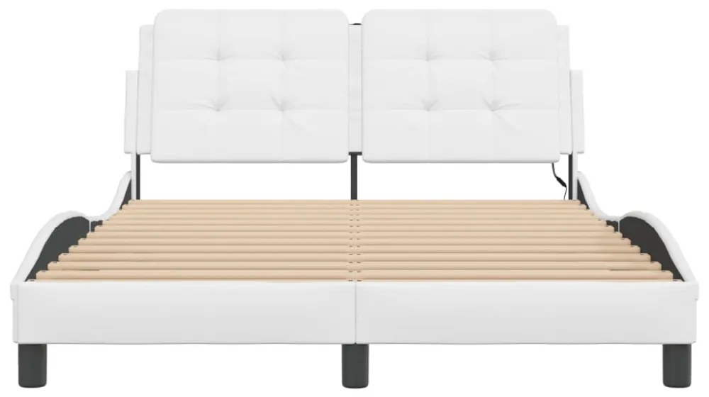 fehér ágykeret LED-ekkel matrac nélkül Zadar 140 x 200 cm