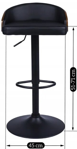 Elegáns Bárszék Fekete Eco-bőr Kárpittal. KANSAS