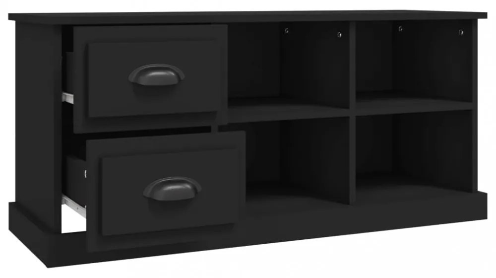 fekete szerelt fa TV-szekrény 102 x 35,5 x 47,5 cm