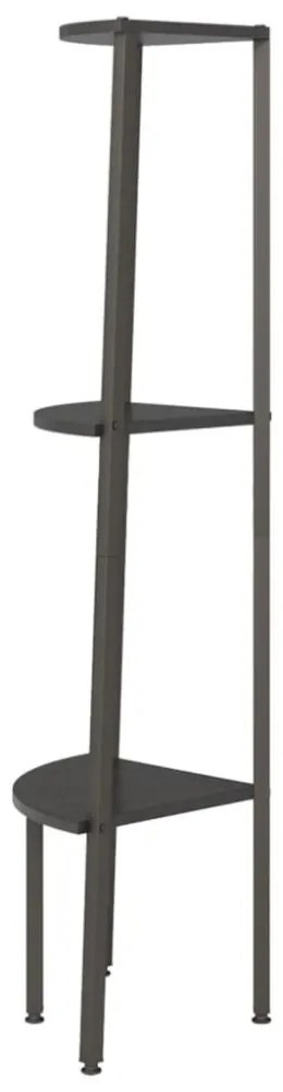 3 szintes fekete sarokpolc 45,5 x 31,5 x 120 cm