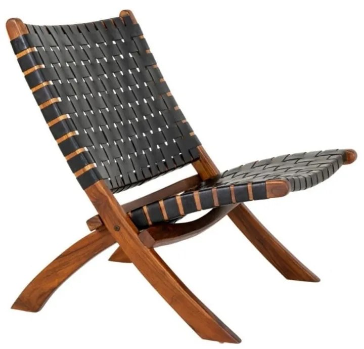 Fekete bőr fotel Perugia - House Nordic