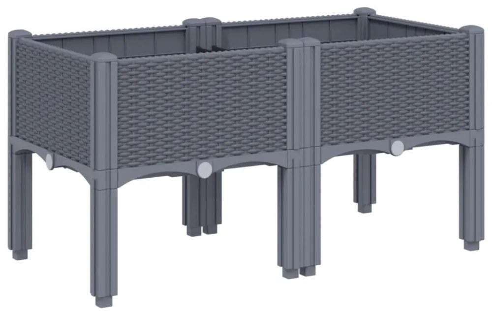 vidaXL kékszürke PP rácsos kerti ültetőláda 80 x 40 x 42 cm