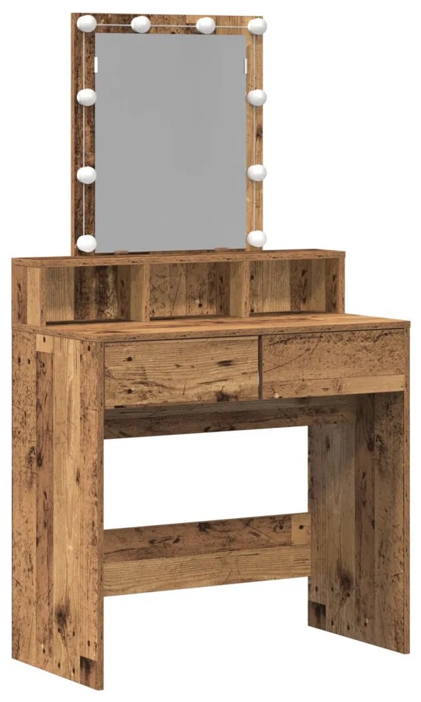 Sminktükör LED Fénnyel Régies Fa Kompozit Fa