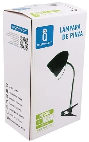 Aigostar - Csipeszes asztali lámpa 1xE27/11W/230V fekete/króm