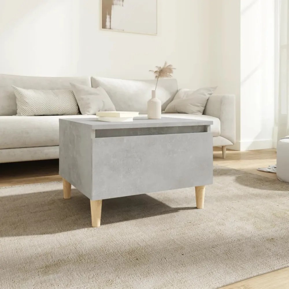 betonszürke szerelt fa dohányzóasztal 90x49x45 cm