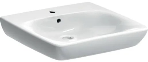 Csaptelep nélküli mosdó Geberit Selnova 55x55 cm fehér színben fényes felülettel középső nyílással 501.461.00.7