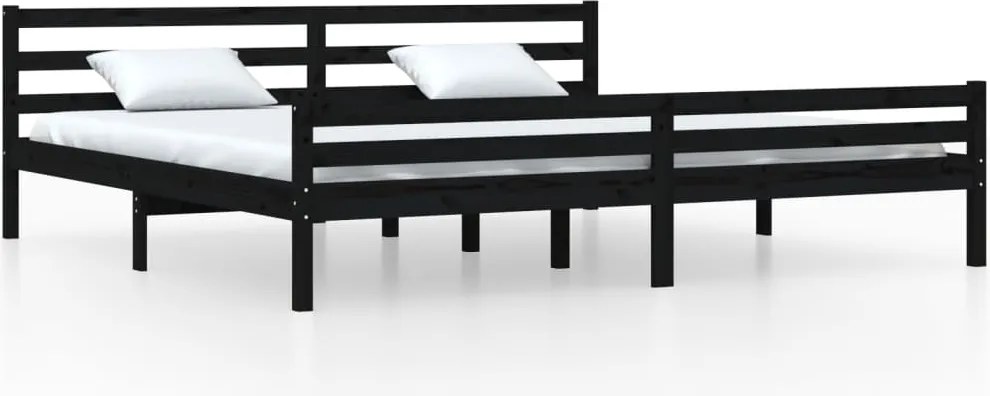 vidaXL fekete tömör fa ágykeret 200x200 cm
