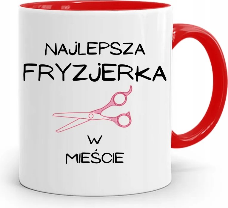 Piros Fodrász Bögre Legjobb Fodrásznő nyomott mintával