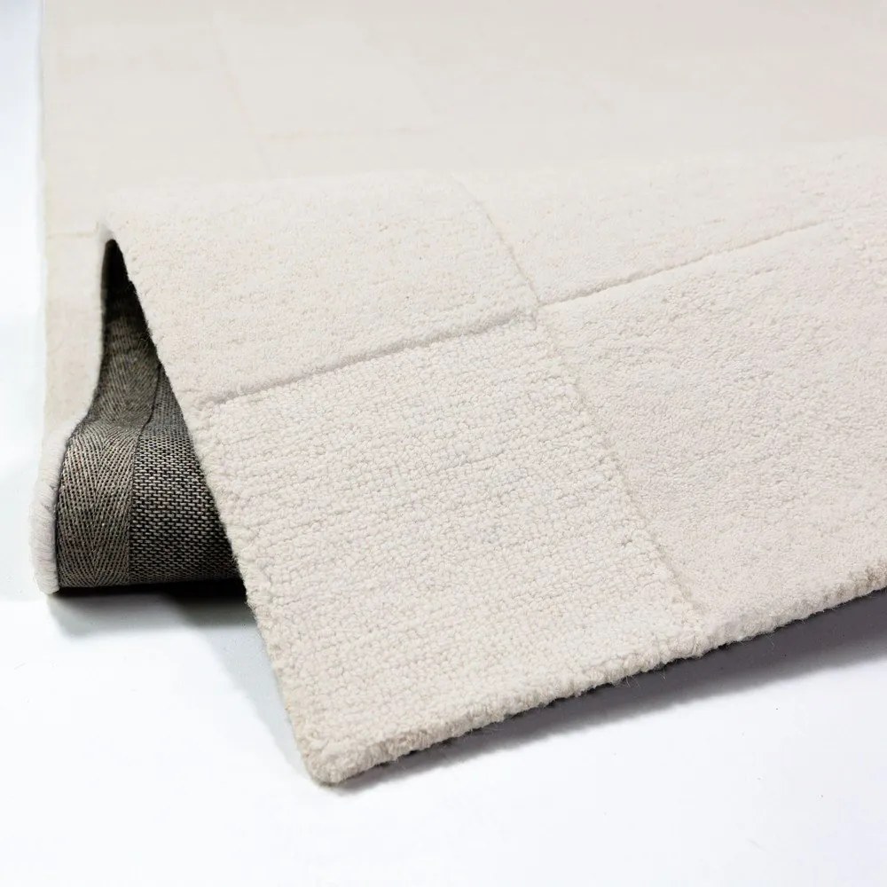 Elefántcsont színű kézi szövésű gyapjú szőnyeg 200x290 cm Checkerboard – Flair Rugs