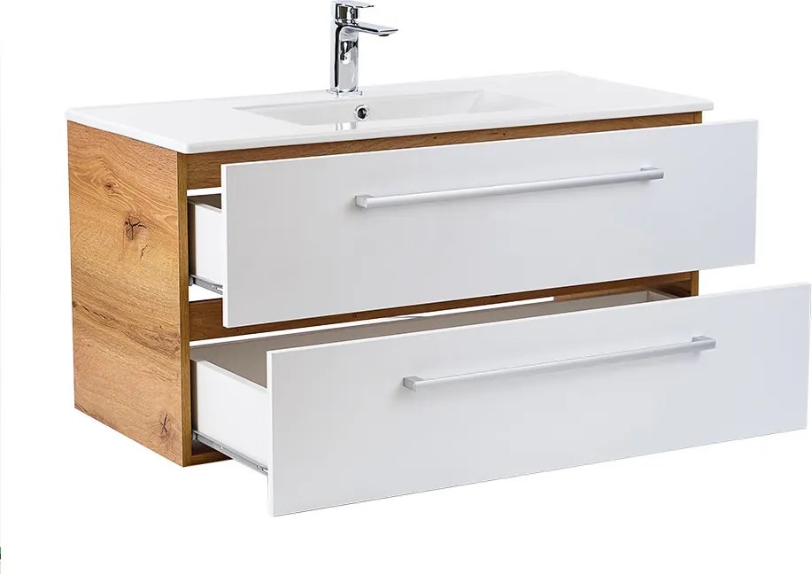 Vario Clam 100 alsó szekrény mosdóval tölgy-fehér