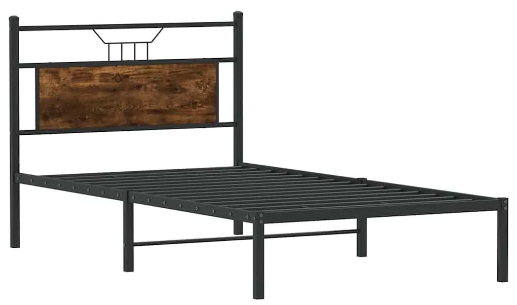 füstös tölgy színű szerelt fa ágykeret matrac nélkül 107x203 cm