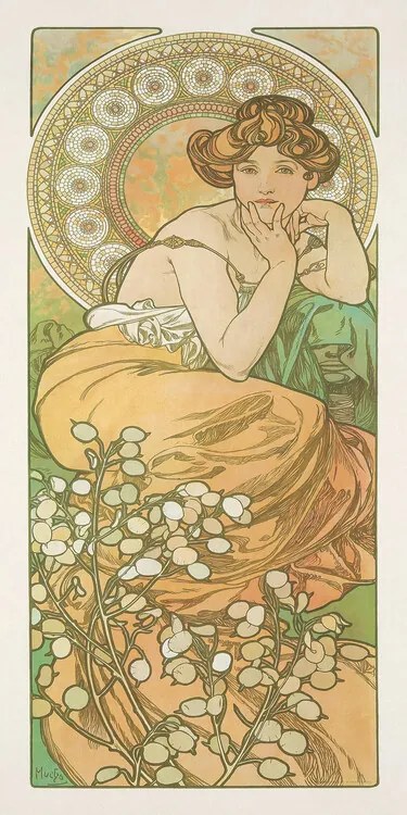 Reprodukció Topaz from The Precious Stones Series, Alfons Mucha