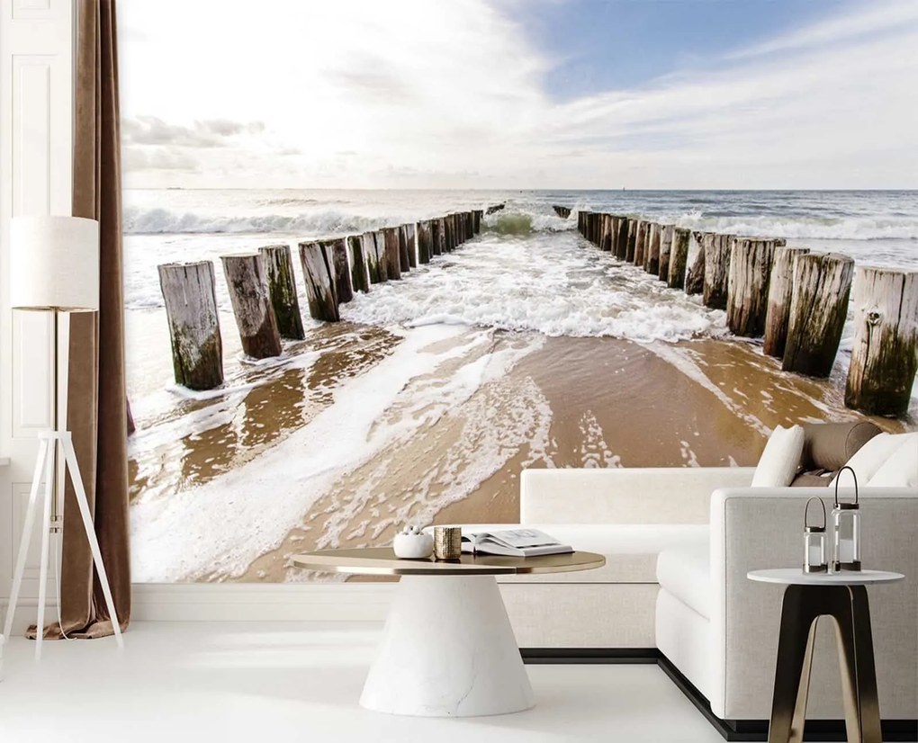 Gario Fotótapéta Hullámtörok a tenger mellett Anyag: Vlies, Méret: 400 x 280 cm