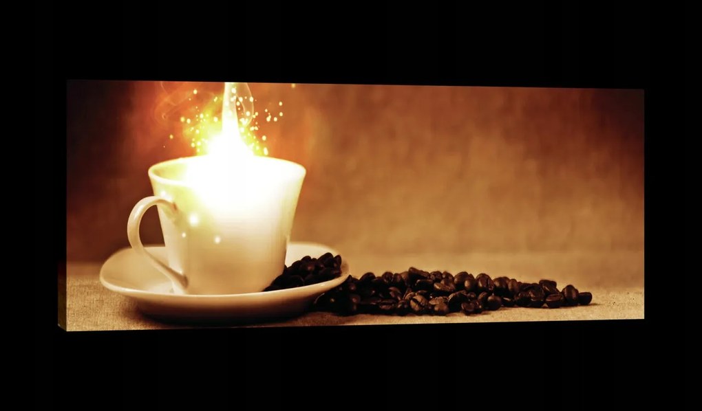 Vászonkép 145x45 Kávé csésze pár meleg energia aroma gabona csendélet
